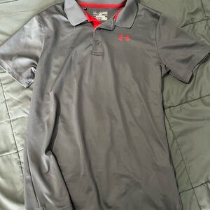 Under Armour Men's Gray and Red Polo Shirt